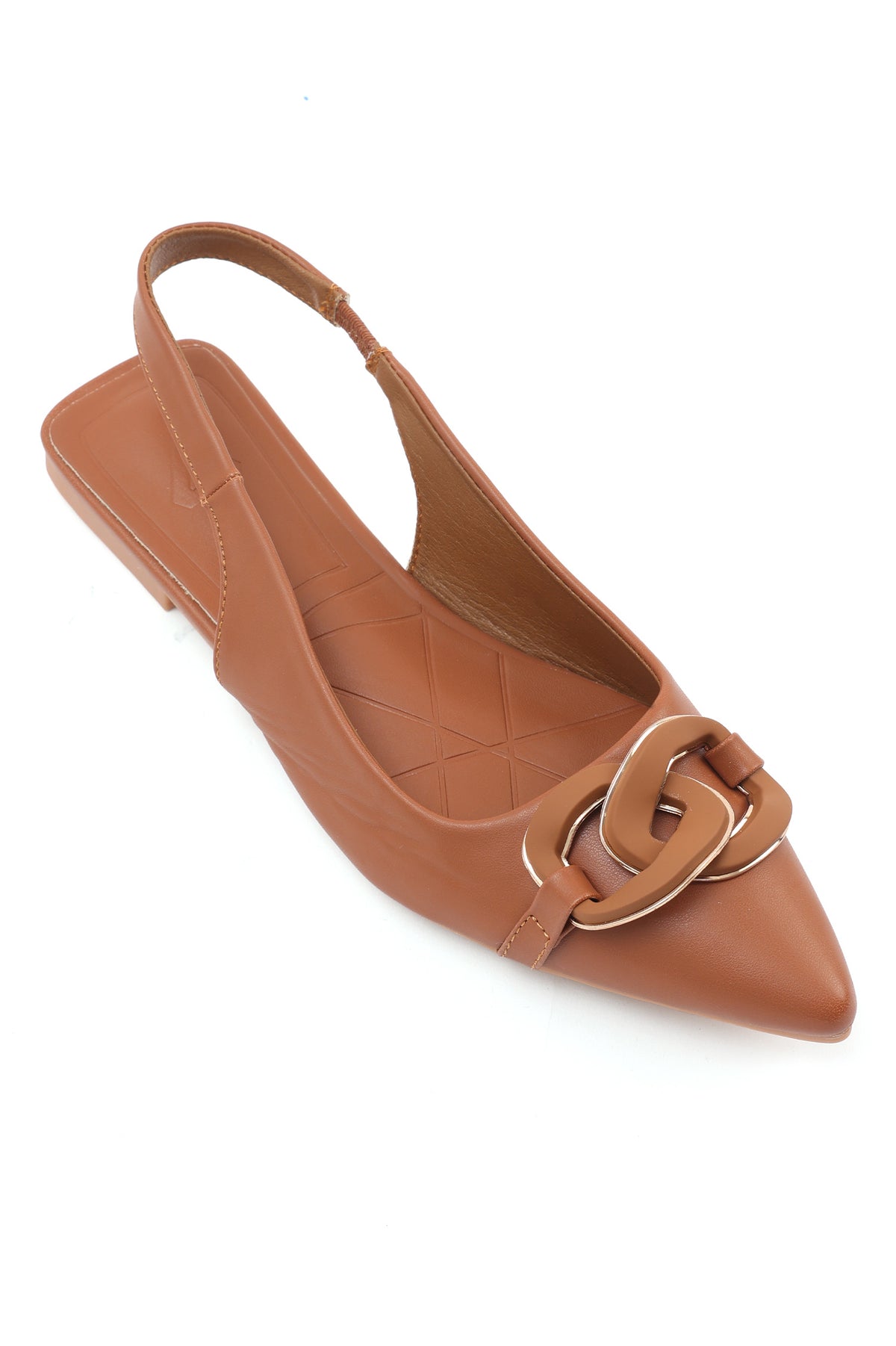 CHAIN DETAIL SLINGBACK-CAMEL