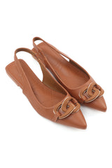 CHAIN DETAIL SLINGBACK-CAMEL