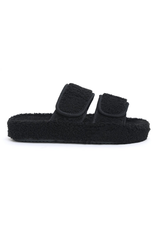 FUR SLIDES-BLACK