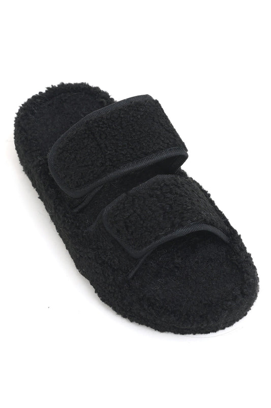 FUR SLIDES-BLACK