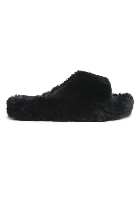 FUR SLIDES-BLACK