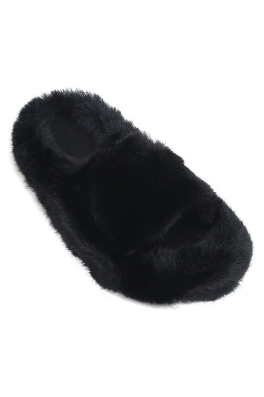 FUR SLIDES-BLACK