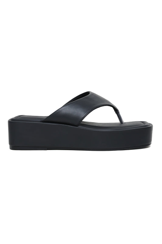 PLATFORM THONG SANDALS-BLACK