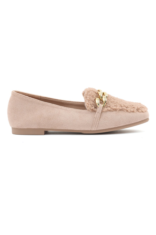 PLUSH CHAIN LOAFERS-BEIGE