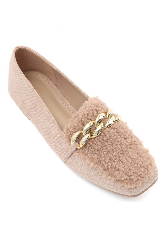 PLUSH CHAIN LOAFERS-BEIGE