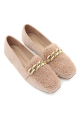 PLUSH CHAIN LOAFERS-BEIGE