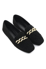 PLUSH CHAIN LOAFERS-BLACK