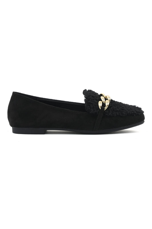 PLUSH CHAIN LOAFERS-BLACK