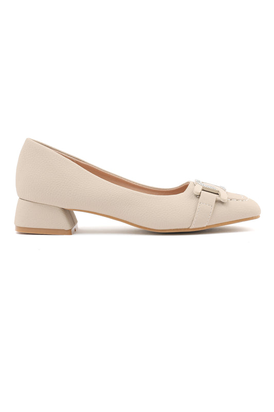 LUXE BUCKLE LOAFERS-BEIGE