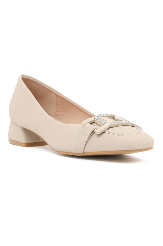 LUXE BUCKLE LOAFERS-BEIGE