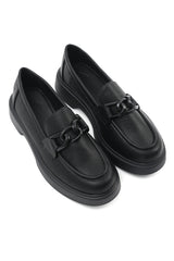 TEXTURED CHAIN LOAFERS-BLACK