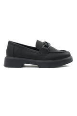 TEXTURED CHAIN LOAFERS-BLACK