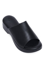 ELEGANT OPEN-TOE WEDGE SLIDE-BLACK