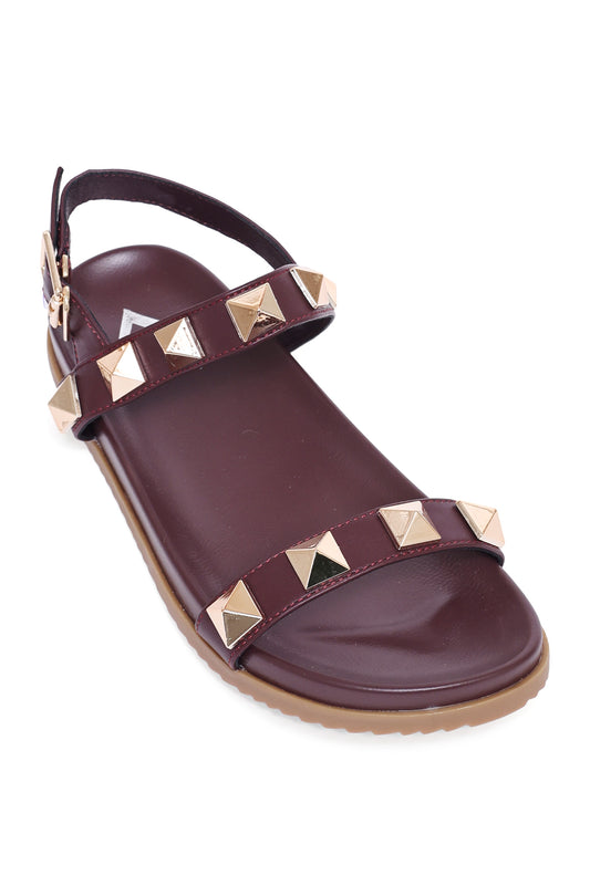 GLAM ROCK STUDDED SANDAL-WINE