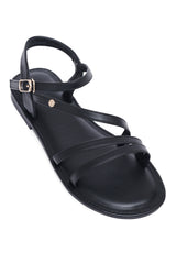 ELEGANCE STRAPPY FLAT SANDAL-BLACK