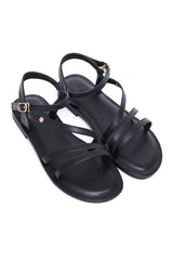 ELEGANCE STRAPPY FLAT SANDAL-BLACK