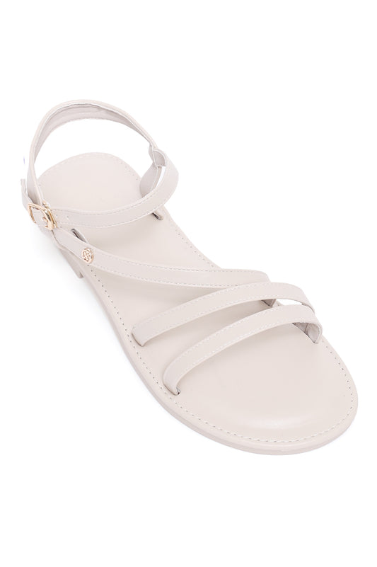 ELEGANCE STRAPPY FLAT SANDAL-BEIGE