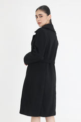 SOPHISTICATED BELTED OVERCOAT-BLACK