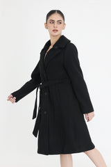 SOPHISTICATED BELTED OVERCOAT-BLACK