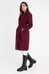 SOPHISTICATED BELTED OVERCOAT-WINE