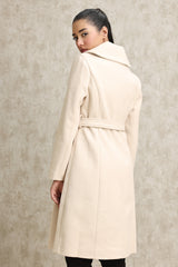 DOUBLE-BREASTED WOOL BLEND OVERCOAT-WHITE