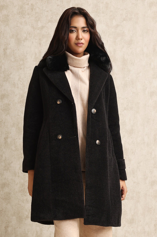 ELEGANT WINTER OVERCOAT-BLACK