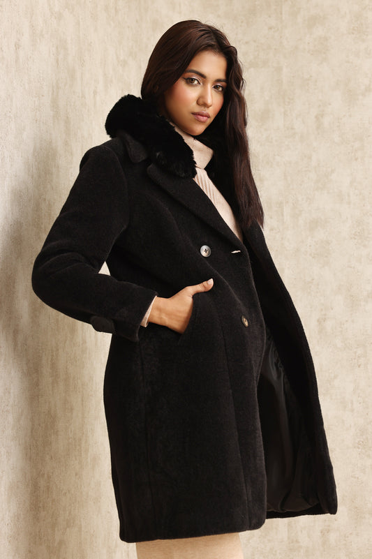 ELEGANT WINTER OVERCOAT-BLACK