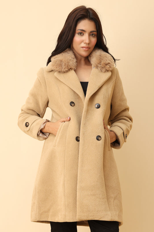 ELEGANT WINTER OVERCOAT-KHAKI