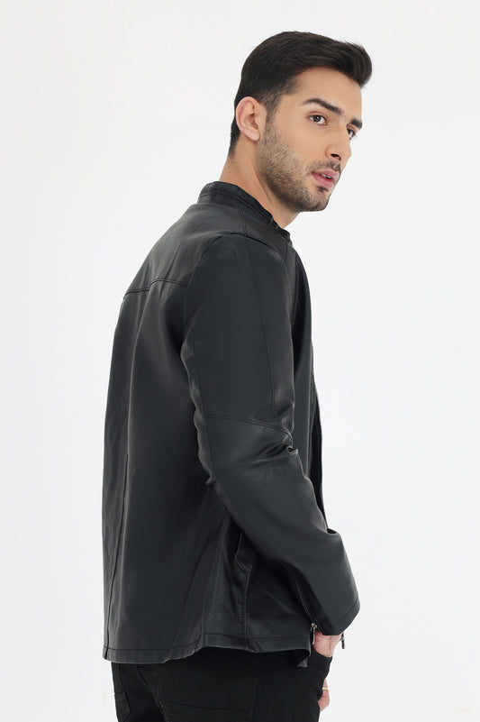 ALMAS URBAN LEATHER JACKET FOR MEN-BLACK