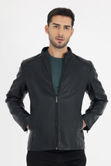 ALMAS URBAN LEATHER JACKET FOR MEN-BLACK