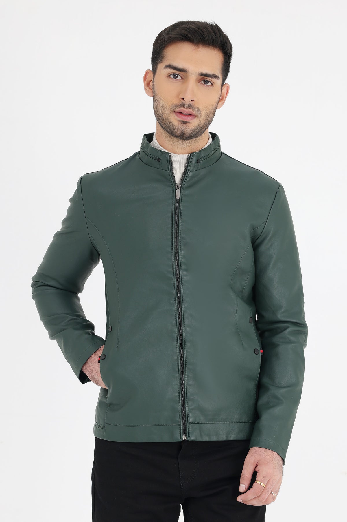 ALMAS LEATHER JACKET-GREEN