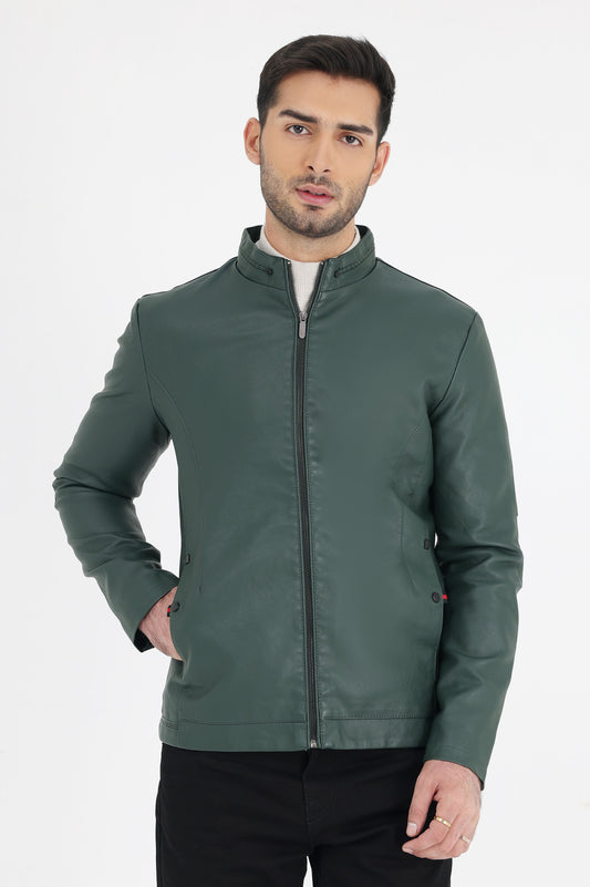 ALMAS LEATHER JACKET-GREEN