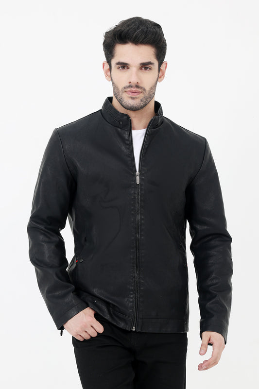 ALMAS URBAN LEATHER JACKET FOR MEN-BLACK