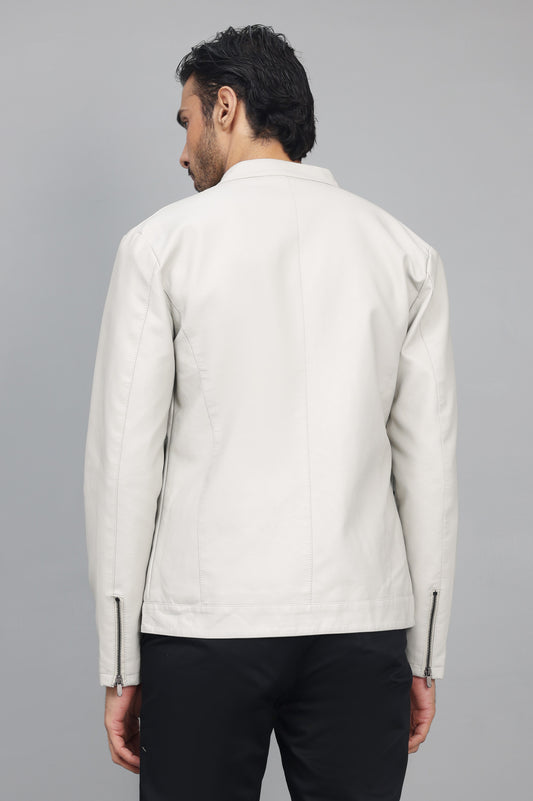 STREAMLINED MOTO JACKET-WHITE