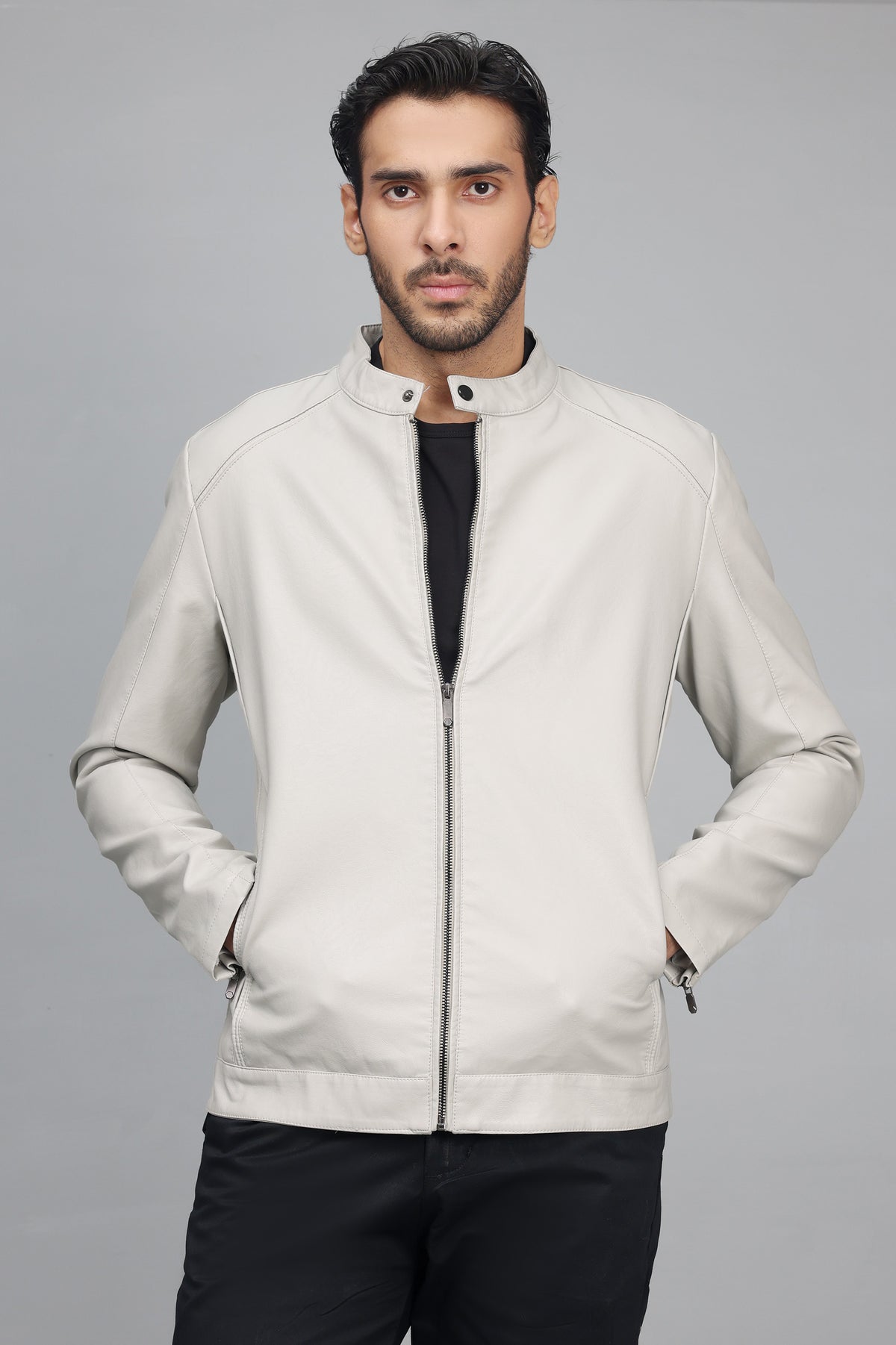 STREAMLINED MOTO JACKET-WHITE