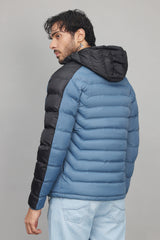 DUAL-TONE PUFFER JACKET-BLUE