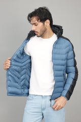 DUAL-TONE PUFFER JACKET-BLUE