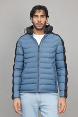 DUAL-TONE PUFFER JACKET-BLUE