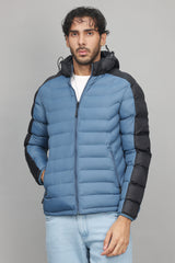 DUAL-TONE PUFFER JACKET-BLUE