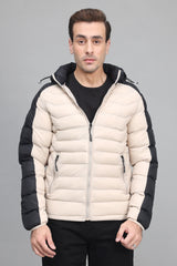 DUAL-TONE PUFFER JACKET-KHAKI