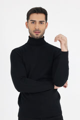 HIGH NECK SWEATER-BLACK