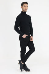 HIGH NECK SWEATER-BLACK