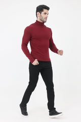 HIGH NECK SWEATER-MAROON