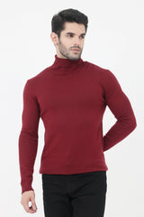 HIGH NECK SWEATER-MAROON