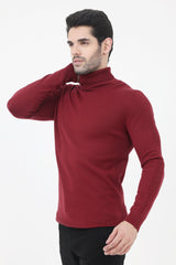 HIGH NECK SWEATER-MAROON