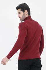 HIGH NECK SWEATER-MAROON