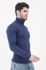 HIGH NECK SWEATER-NAVY