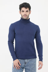 HIGH NECK SWEATER-NAVY