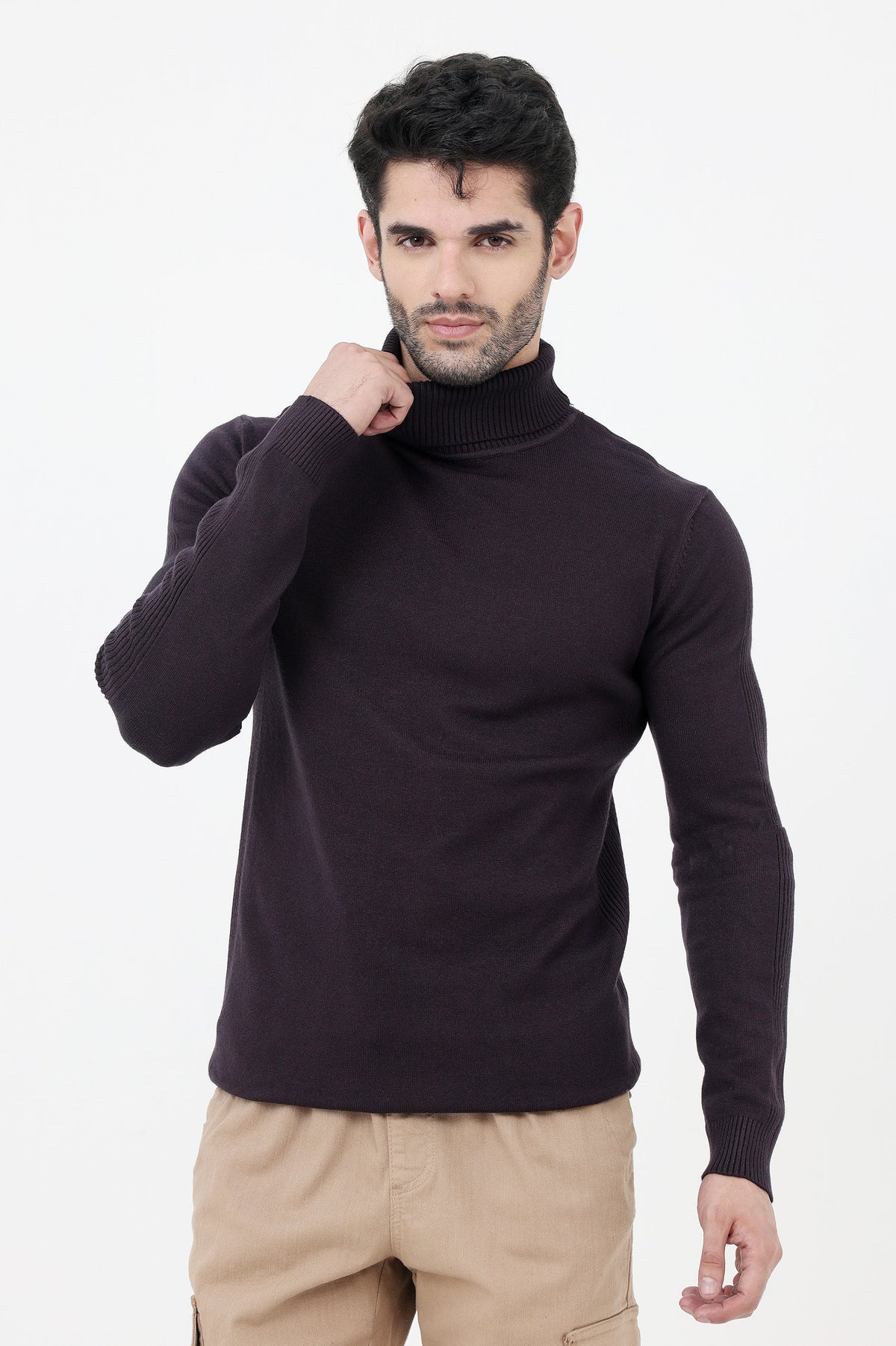 HIGH NECK SWEATER-PURPLE