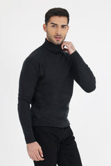 HIGH NECK SWEATER-CHARCOAL